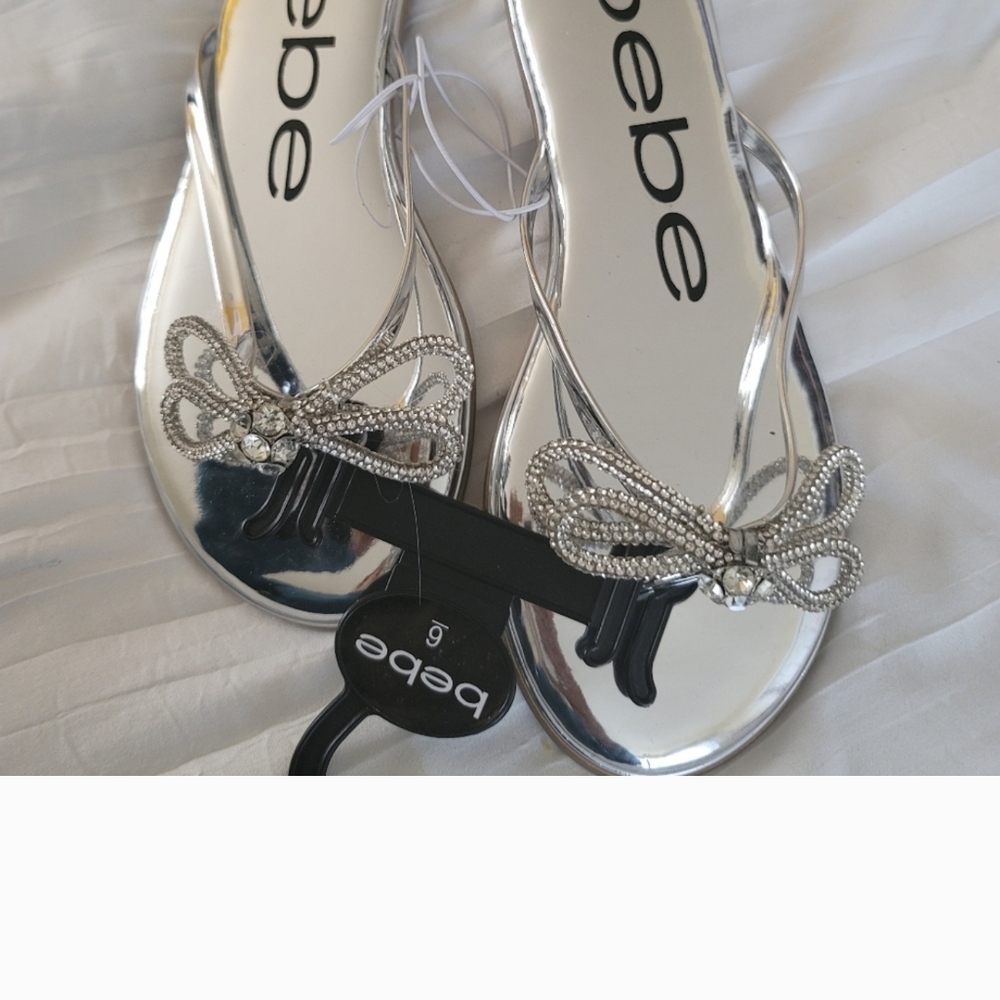 Bebe Silver Sandals with Metallic Finish - Picture 1 of 4